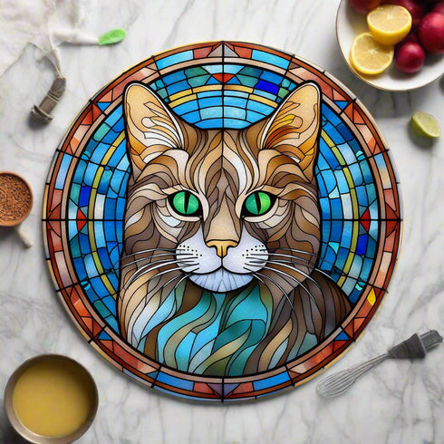Cat Tabby Glass Suncatcher Worktop Saver